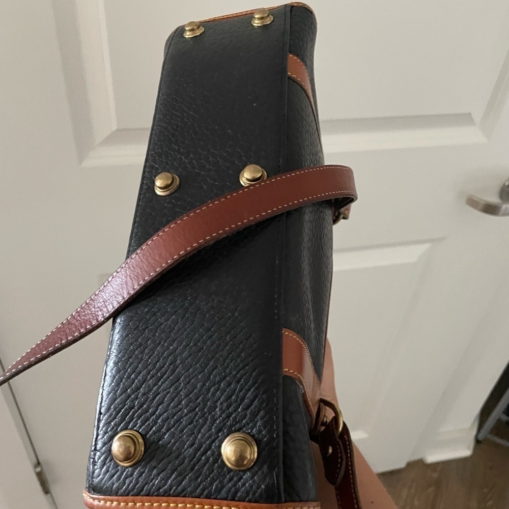 Dooney & Bourke Pebbled Leather All Weather Bag Dark Navy British Tan - Picture 6 of 14